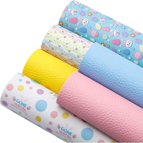 Easter Lychee Grain Faux Leather Sheets Printed Synthetic Leather Set 20*33cm For DIY Handmade Earrings Home Textile