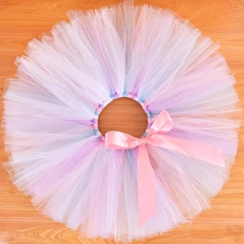 Girls Pastel Rainbow Fluffy Tutu Skirt Baby 1st Birthday Party Costume Newborn Photo Props Baby Shower Tulle Skirt Cake Smash