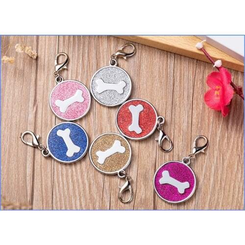 Personalized Dog Cat Tags Engraved Cat Dog Puppy Pet ID Name Collar Tag Pendant Pet Accessories Bone Glitter Pendant