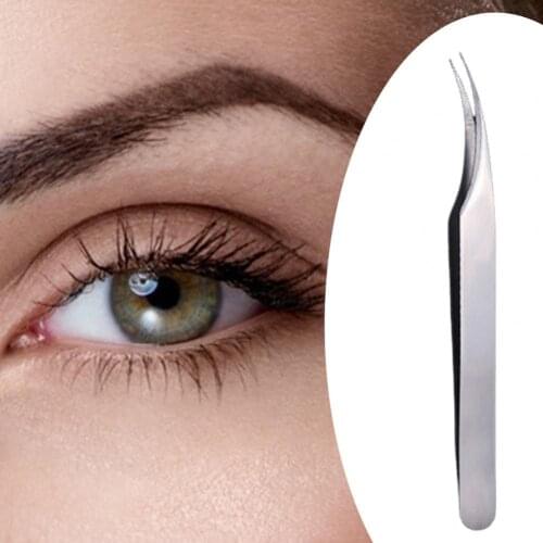 Eyelash Tweezers Professional Makeup Tool Silver Color Stainless Steel Eyelash Tweezers for Beginners