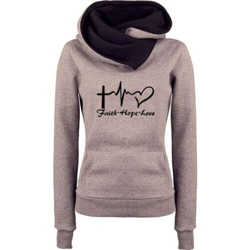 Casual Solid Hoodies Women Long Sleeve Turn-Down Collar Fashion Letter Print Spring Autumn Pullover Sweatshirt