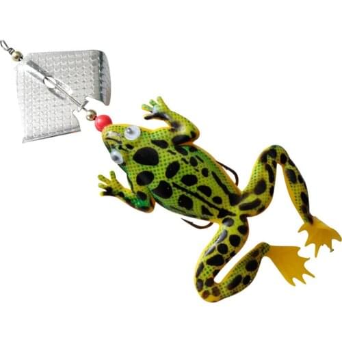 1pcs Frogs Fishing Lure 13cm/14.6g artificial Rubber Soft lures Bass rotator Spinner Bait spoon with treble hook Fishing Tackle