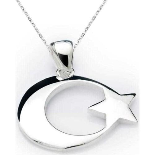 Tevuli 925 Sterling Silver Moon Star Flag Necklace