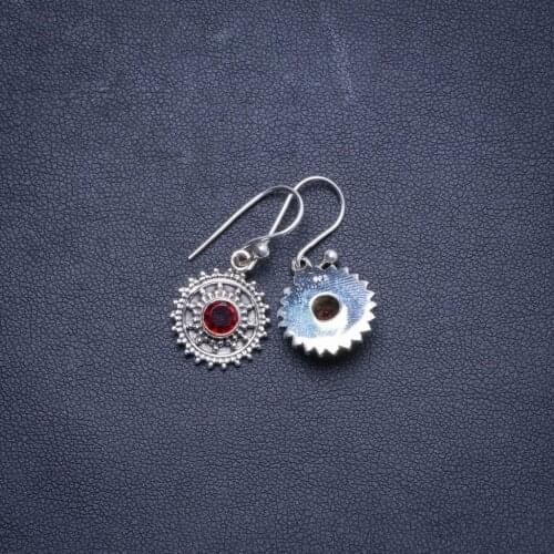 Natural Garnet Handmade Unique 925 Sterling Silver Earrings 1" X4568