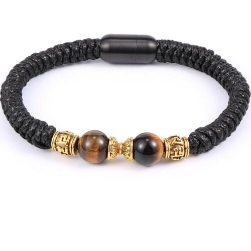 Vintage Men Bracelet 10mm Natural Stone Beads Stainless Steel Buckle Bracelets Tibetan Mens Wristband 2020 New Jewelry For Men