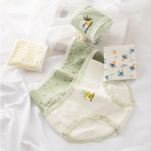 2021 Women Panties Cotton High Quality Cute Girls Knickers Fashion Female Pineapple Briefs Soft Breathable Underwear Lingeries