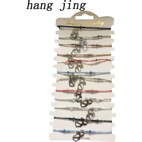 Rhinestone bracelet for women gold charm wrap handmade friendship boho woven hand shape rope cat bracelets 2019 gifts femme