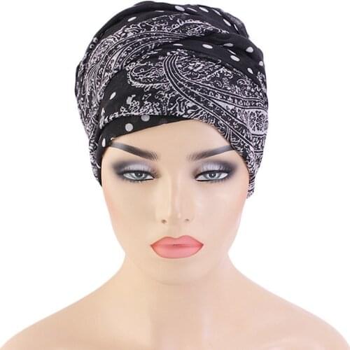 Bohimina Style Printed Voile Headscarf Bonnet For Women Islamic Hijab Headwraps Multifunction Muslim Scarf Turban Hair Scarves