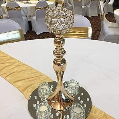 Luxury Crystals Candle Holders Delicate Gold Wedding Candelabra Romantic Candlesticks Table Centerpiece for Marriage Event Party