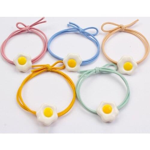 1PCS Kawaii Cartoon Frangipani Tie Hair Rope for Girls Elastic Rubber Bands for AccessoriesHeadbands Gift Scrunchies