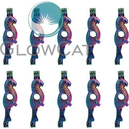 10x C16 Rainbow Color Bird Woodpecker Beads Cage Jewelry Making Perfume Essential Oil Diffuser Pearl Cage Locket Pendant
