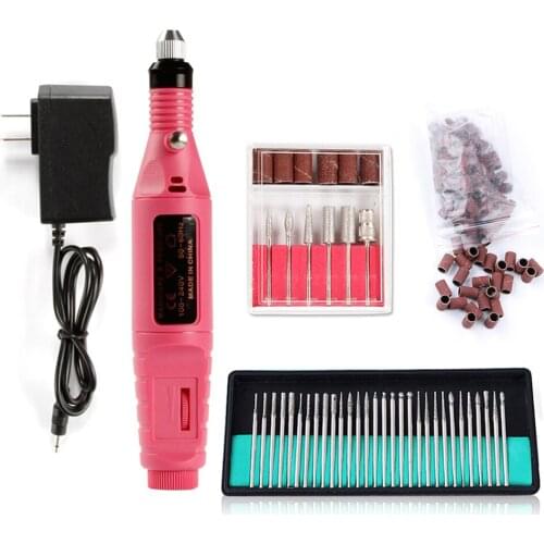Electric Apparatust for Manicure 30Pcs Milling Cutters Drill Bits Sanding Bands Set Nail Drills Gel Cuticle Remover Kit