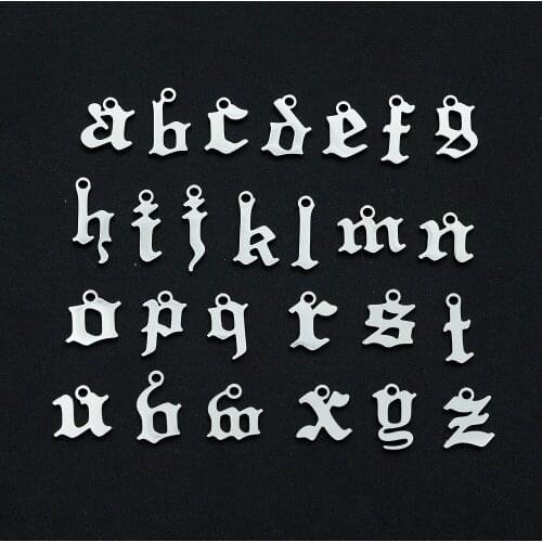 5pcs/lot 100% Stainless Steel Old English A-Z Letter DIY Charm Pendant Wholesale Jewelry Necklace Charms Bracelet Making