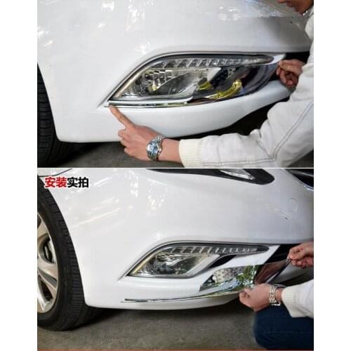 ABS Chrome front+ Rear Fog light Lamp Cover Trim For 2013 2014 Hyundai SONATA 8GE i45