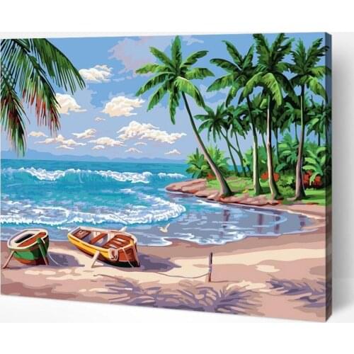 Frameless DIY Painting By Numbers Holiday Beach Kits Coloring By Numbers Unique Gift Home Wall Art Decor 40x50 Artwork