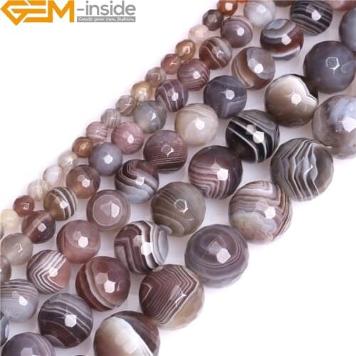 4mm 6mm 8mm 10mm Natural Botswana Agates Round Faceted Accessories Beads For Jewelry Making Strand 15inches Loose DIY