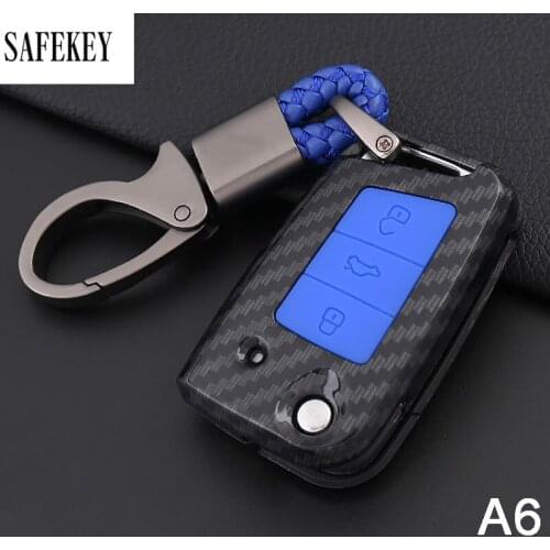 Carbon Fiber+Silicone car key cover case shell fob for VW Golf 7 t5 Jetta POLO GOLF Passat For Skoda Octavia A5 Fabia For SEAT