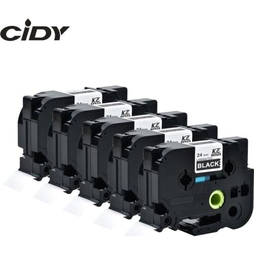 CIDY 5pcs/lot White ON Black TZe-355 TZ-355 for p touch compatible label printer laminated ribbon cassette tze355 tze 355 tz 355