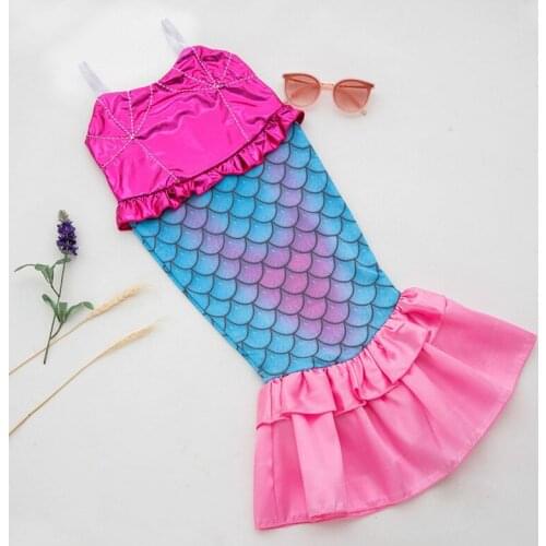 Girls Mermaid Swimwear Mermaid Princess Beach Dress Bathing Suits Kids Cosplay Halloween Party Costume Baby Cute Birthday Gift