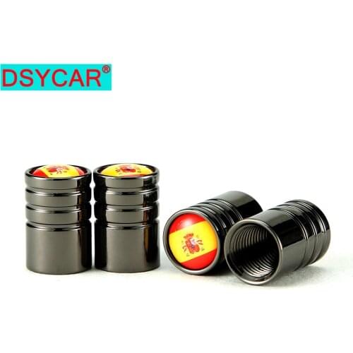 DSYCAR 4Pcs/lot Spain flag Car Bike Tires Wheel Valve Cap Covers Car Styling for Fiat Audi Ford Bmw volkswagen car Peugeot opel