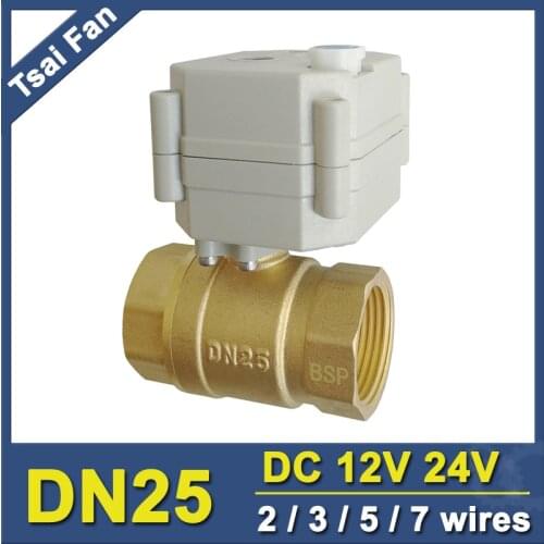 With Manual Override Electric Shut Off Valve DC12V/24V 2/3/5/7 Wires Brass 1'' BSP/NPT DN25 Full Port Metal Gear High Quality