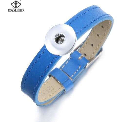 Hot Sale Interchangeable 7 Colors Genuine Leather Jewelry With Buttons Fit For 18mm Snap Buttons Gifts Handmade Bracelet SZ0564