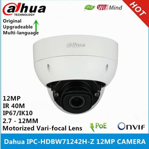 Dahua IPC-HDBW71242H-Z 12MP 2.7 mm-12 mm Motorized vari-focal Lens IR 40M POE ANPR WizMind Network IP Camera