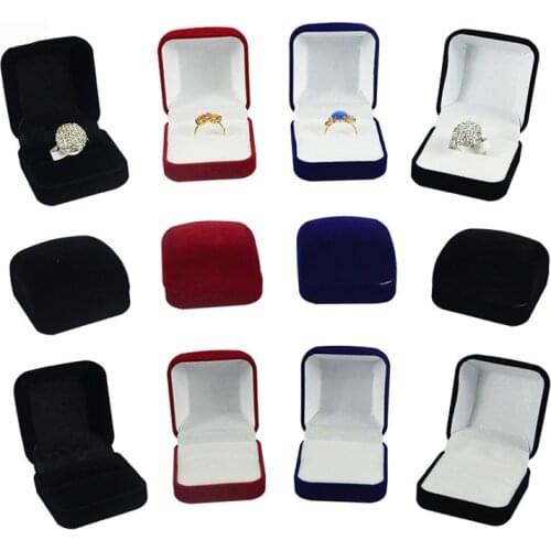 Wholesale Ring Packaging Box 4 Color Available Velvet Earrings Jewelry Organizer Storage Gift Box Wedding Ring Gift Organizer