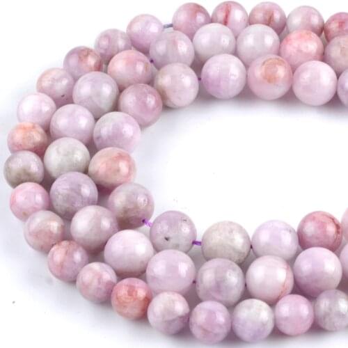8mm 10mm Natural Kunzite Stone Round Loose Beads For Jewelry Making Diy Bracelet Necklace Accessories 15"