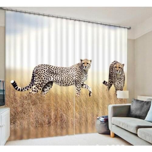 Animal Leopard Luxury Blackout 3D Window Curtains For Living Room Bedroom Customized size Drapes Cortina Rideaux Cushion cover