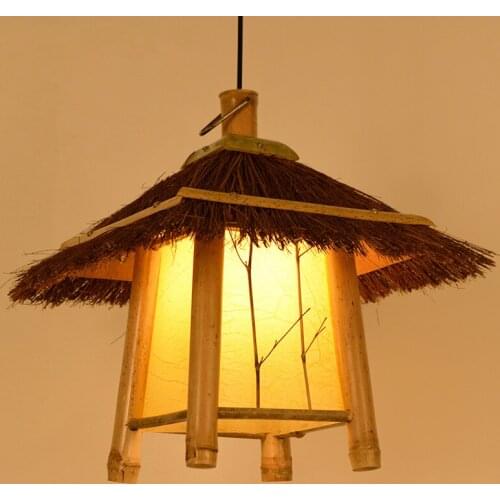 Loft Countryside Bamboo Pendant Lamp Suspension Rattan Hanging Light Home Living Room Dining Room Bedroom Chandelier PA0430