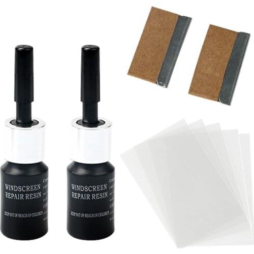 9pcs/set Auto Car Windshield Repair Resin Kit DIY Glass Repair Resin +Cure Strips +Sleeve Razor Tool For Windscreen Window Glass
