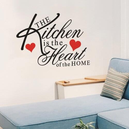 The Kitchen Is The Heart of The Home Wall Sticker Removable DIY Letter Sticker Vinyl Wall Decals Kitchen Accessories Room Decor