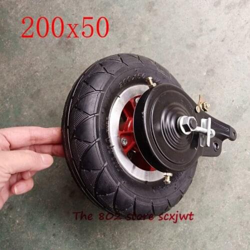 New 200x50 Inflatable tire tube /solid tyre with alloy rim 8inch rear Wheels With Drive Gear+brake+axle kit for Electric scooter