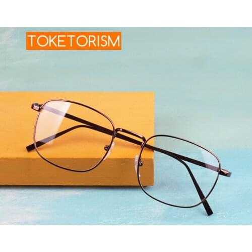 Toketorism Retro Metal Eyeglass Frames for Men Short Sighted Glasses Frame for Women