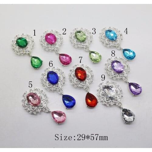 Wholesale New 50pc Silver Acrylic Rhinestone Button Wedding Decoraation Flat Back Clothing Metal Button DIY Accessories