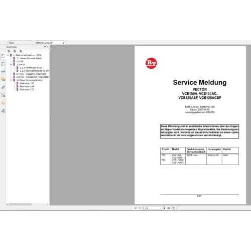 BT & for Toyota Forklift Full Pack Spare Parts, Service Manuals (German) 2020