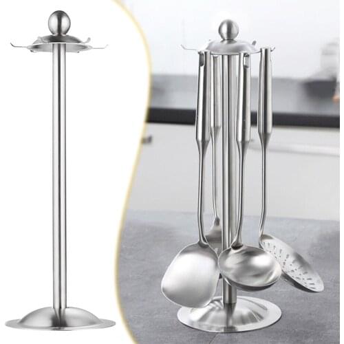 Cooking Utensil Rack Stainless Steel Cooking Utensil Organizer Rack Stand Spatula Scoop Spoon Storage Rack Kitchen Accessories