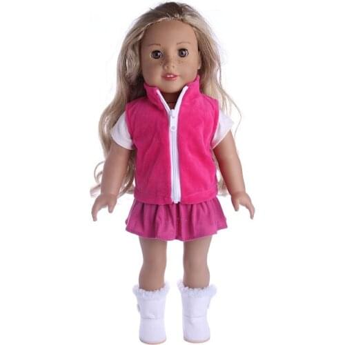 Pink Jacket+Bow-Knot Shirt+Skirt Fit 18 Inch American&43 CM Baby Doll Clothes Accessories,Girls Toys,Generation,Birthday Gift