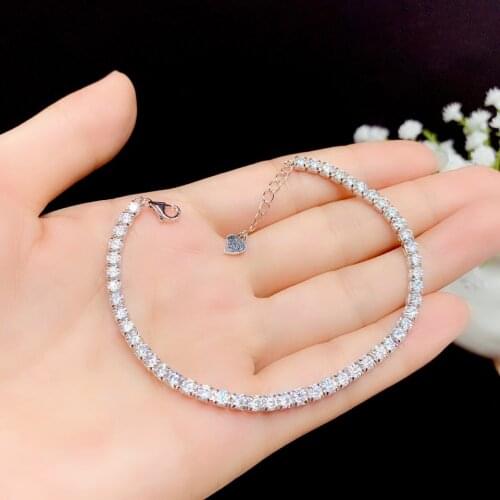 Silver 925 Original Round Brilliant Cut Diamond Test Past 4.9 Carat D Color Moissanite Bracelet Women New Arrival Gemstone Chain