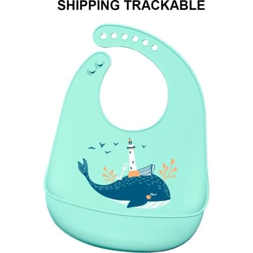 Silicone Baby Bibs Waterproof Baby Saliva Pad Adjustable Newborn Cartoon Aprons Lunch Feedings Bibs