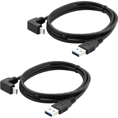 USBC Charging Cable 90 Degree Right Angle USB to Type-C 3.1 3A High Speed Charger Cable Suitable for Samsung/Huawei,2Pcs