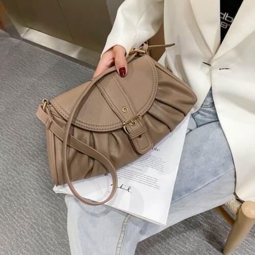 Vintage PU Leather Shoulder Bags for Women 2020 High Capacity Hand Bag Lady Winter Branded Trending Handbags and Purses