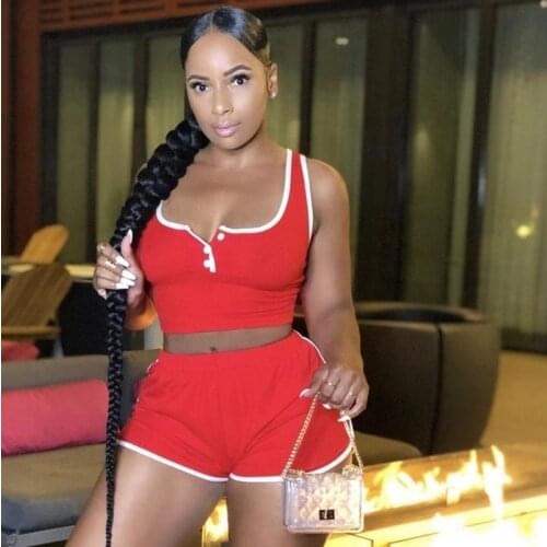 Ribbed Casual Sweatsuits for Women Spring Sportswear Shorts and Tank Crop Top Set Bodycon Two Piece Outfits for Women Clothing