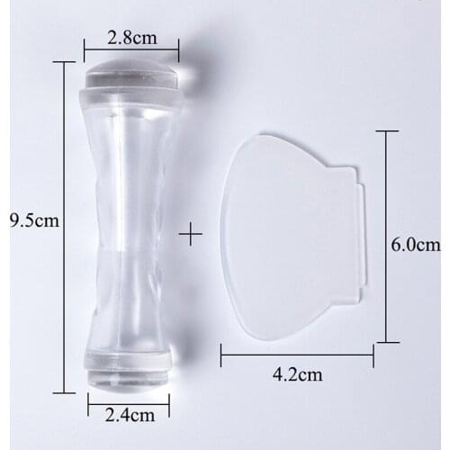 1PC Transparent Nail Art Templates Dual End Manicure Tool For Beauty 2.8cm Soft Silicone Head Nail Stamp Plate Scraper Set