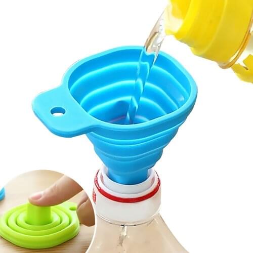 1pc Silicone Foldable Funnel Mini Liquid Dispensing Collapsible Style Funnel Folding Portable Funnels Kitchen Tool Random Color