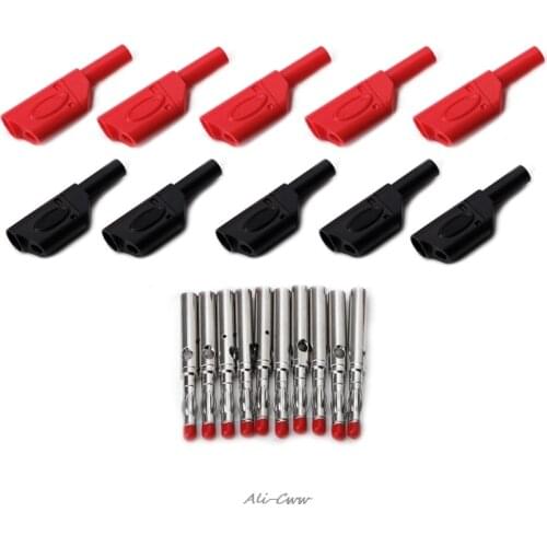 10 Sets 4mm Male Retractable Sheath Stackable Banana Plug Wire Solder Connector