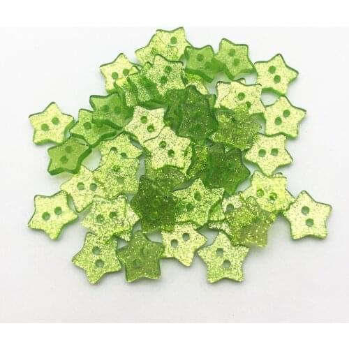 1000pcs Light Green Scrapbooking Glitter Resin Star Buttons 14mm Sparkle 2 Holes Christmas Sewing Embellishments Button