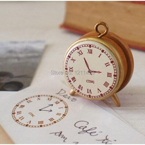 3.3*2*4cm vintage clock decorative scrapbooking diy stamp for diary custom rubber + wooden label stamp seal
