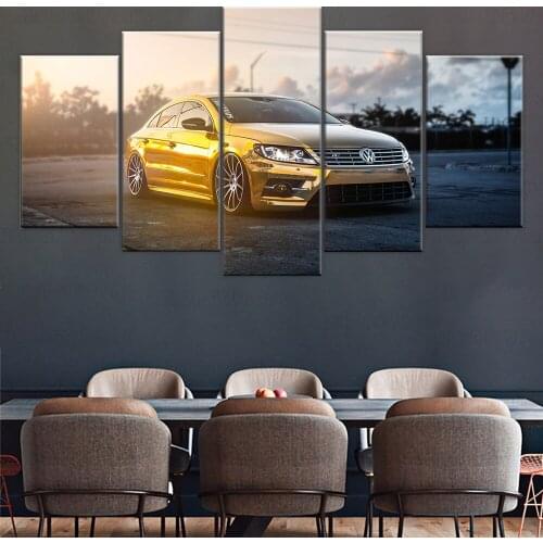 Home Decoration Wall Art 5 Piece Canvas Paintings Passat CC Car Pictures Cool Car Hd Prints Modern Poster Bedroom Modular Frame